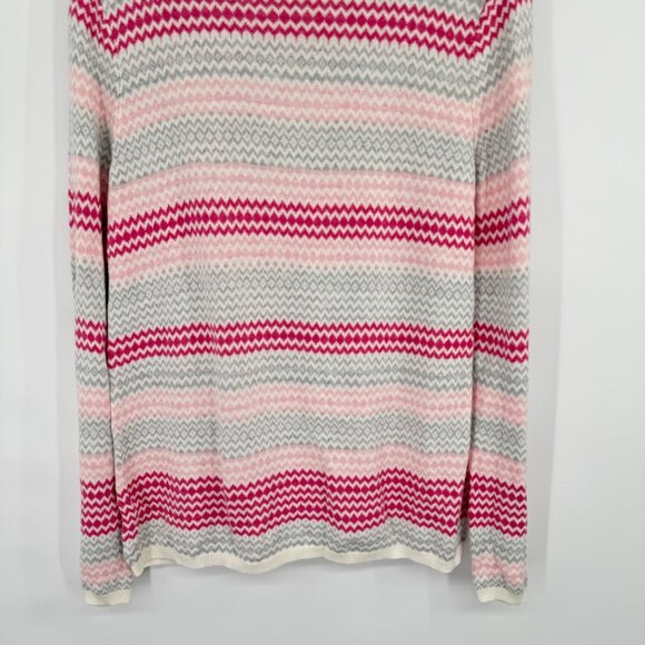 Talbots size XL Striped Knit cowl neck Sweater Pink Gray Women's cotton blend - Picture 5 of 9